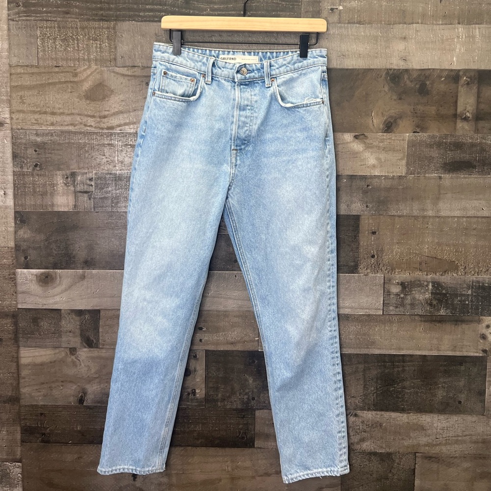 Grlfrnd Karolina High Rise Straight Crop Button Fly Jeans in Ventura